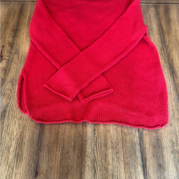 Wooden Ships Game Day Raglan Sleeve Red Knit Cotton Sweater Top S/M - Picture 13 of 16
